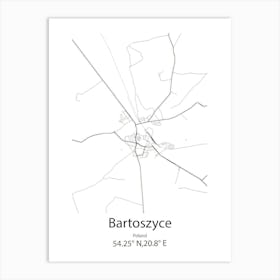 Bartoszyce,Poland Minimalist Map Art Print