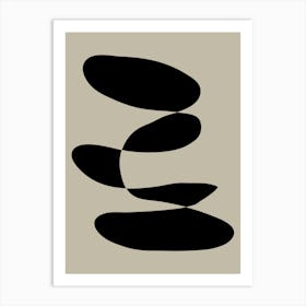 Minimalist Contemporary Aesthetic Abstract Geometric Shapes in Black and Beige Art Print