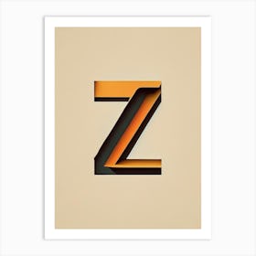 Z, Letter, Alphabet Retro Minimal 1 Art Print
