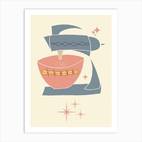 Retro Baking Print Vintage Mixer Wall Art Cake Print Kitchen Print Retro Art Print