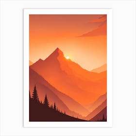 Misty Mountains Vertical Composition In Orange Tone 336 Art Print