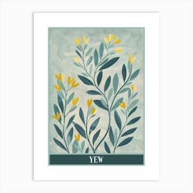 Yew Tree Flat Illustration 4 Poster Art Print