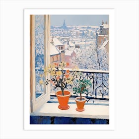 The Windowsill Of Budapest   Hungary Snow Inspired By Matisse 1 Art Print