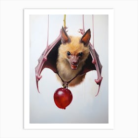 Fruit Bat Cherry Vintage Illustration 1 Art Print