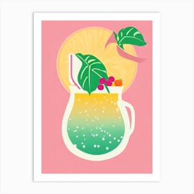 Jungle Juice Retro Pink Cocktail Poster Art Print