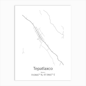 Tepatlaxco,Mexico Minimalist Map Affiche