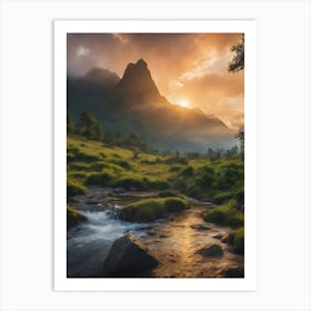 Sunset In The Mountains Art Print