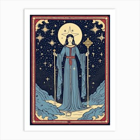 The High Priestess Tarot Card, Vintage 0 Art Print