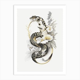 Boa Constrictor Snake Gold And Black Art Print
