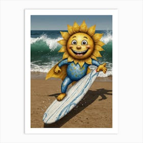 Sun On A Surfboard Art Print