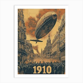 Aihrgdesign A Vintage Poster Of An Early Airship Soaring Abov 6328427d C75f 4f91 B237 4e9968662149 0 Art Print