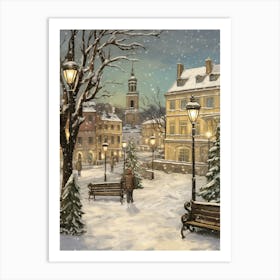 Vintage Winter Illustration Krakow Poland 4 Art Print