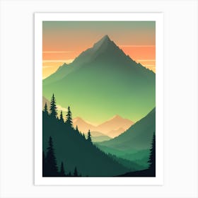 Misty Mountains Vertical Composition In Green Tone 59 Art Print