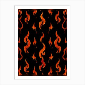 Flames On Black Background 1 Art Print