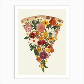 Slice Of Pizza With Flowers Art Print