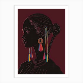 African Woman With Colorful Earrings Art Print