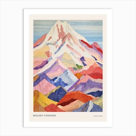 Mount Foraker United States 2 Colourful Mountain Illustration Poster Art Print