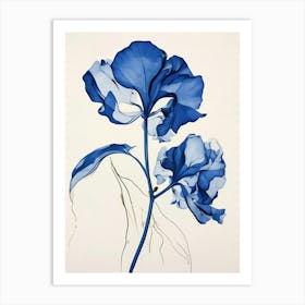 Blue Botanical Gloriosa Lily 3 Art Print