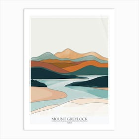 Mount Greylock Usa Color Line Drawing 6 Poster Art Print