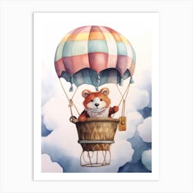 Baby Red Panda 3 In A Hot Air Balloon Art Print