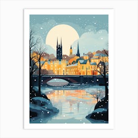 Winter Travel Night Illustration Richmond England 2 Art Print