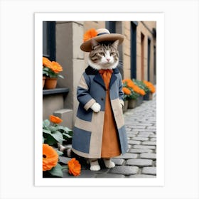 Cat In Hat And Coat 1 Art Print