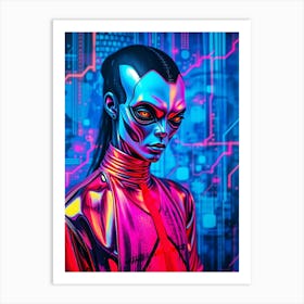 Alien Woman Neon Portrait Art Print