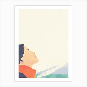 Illustration Of A Woman Looking At The Ocean Art Print