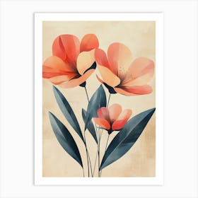 Three Orange Flowers 1 Art Print