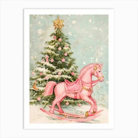 Pink Rocking Horse Art Print