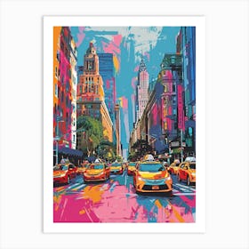 Fifth Avenue New York Colourful Silkscreen Illustration 4 Art Print