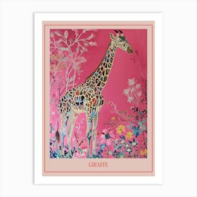 Floral Animal Painting Giraffe 1 Poster Art Print