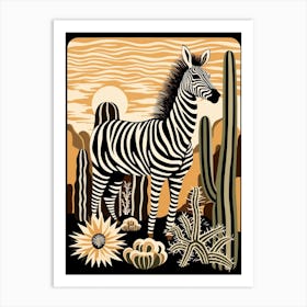 Zebra And Cactus 1 Art Print