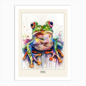 Frog Colourful Watercolour 3 Poster Art Print