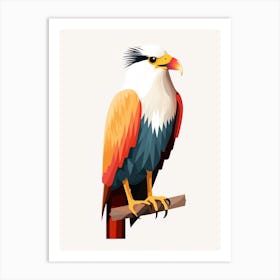 Colourful Geometric Bird Crested Caracara 3 Art Print