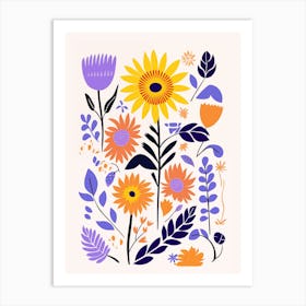 Sunflowers And Leaves Art Print