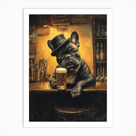 French Bulldog Bartender Art Print