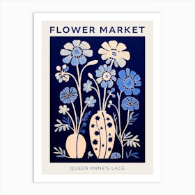Blue Flower Market Poster Queen Annes Lace 1 Art Print