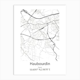 Haubourdin,France Minimalist Map Art Print