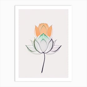 Double Lotus Minimal Line Drawing 2 Art Print