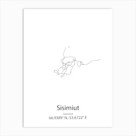 Sisimiut,Greenland Minimalist Map Art Print