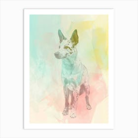 Australian Cattle Dog Pastel Line Watercolour Illustration  3 Art Print