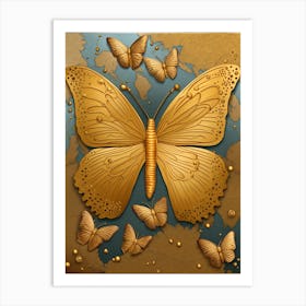 Gold Butterflies Art Print