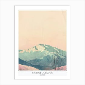Mount Olympus Cyprus Color Line Drawing 7 Poster Art Print