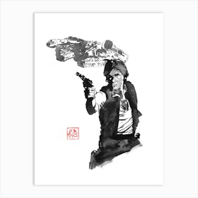 Han Solo And Millenium Falcon Art Print