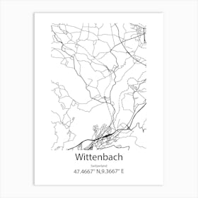 Wittenbach,Switzerland Minimalist Map Art Print