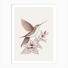 Hummingbird In A Garden Retro Minimal 2 Art Print
