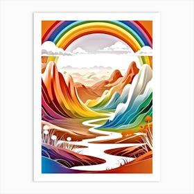 Rainbow Over Mountains Art Print