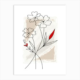 Flowers On A White Background Art Print