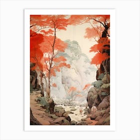 Akiyoshido Cave In Yamaguchi, Ukiyo E Drawing 4 Art Print